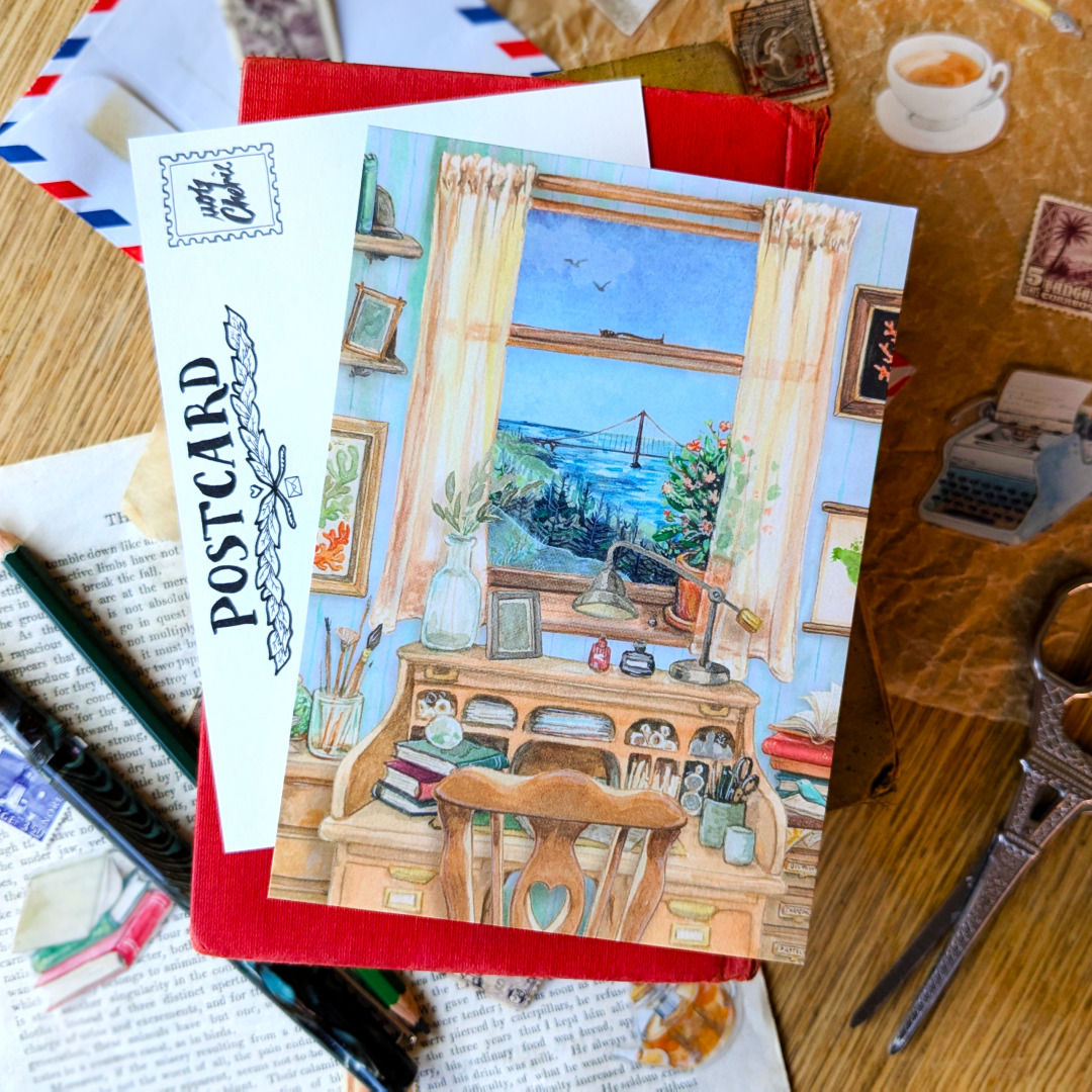 Postcard Writing Desk Scene, MogCherie