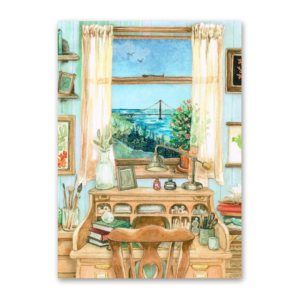Postcard Writing Desk Scene, MogCherie