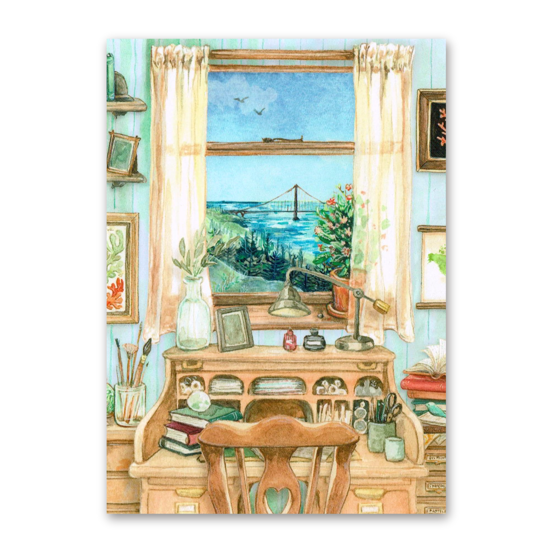 Postcard Writing Desk Scene, MogCherie