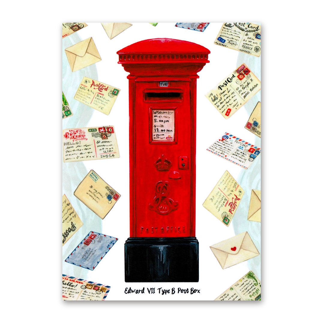 Postcard UK Pillar Postbox, MogCherie