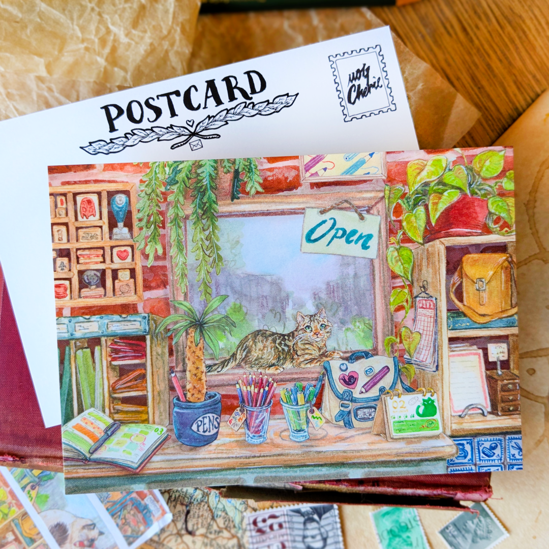 Postcard Little Stationery Shop, MogCherie