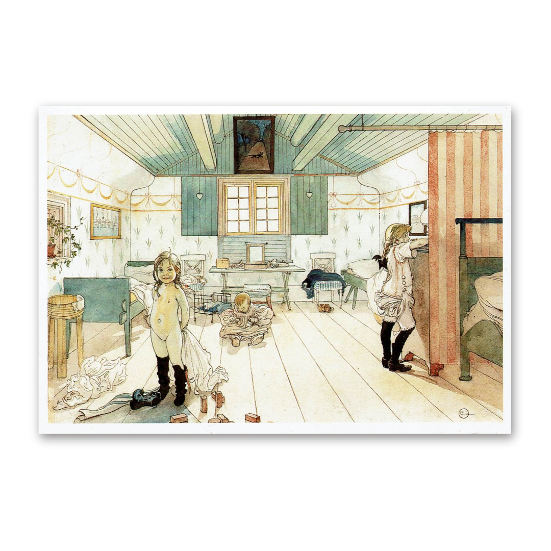 Postcard Room Where Mama and the Girls Sleep, Carl Larsson 1993