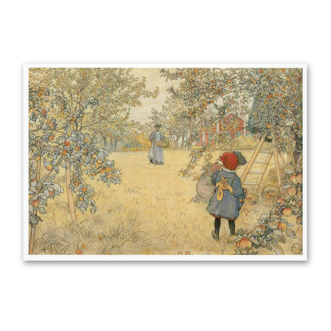 Postcard Apple Harvest, Carl Larsson 1993