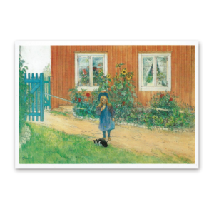 Postcard Brita, a Cat and a Sandwich, Carl Larsson 1993