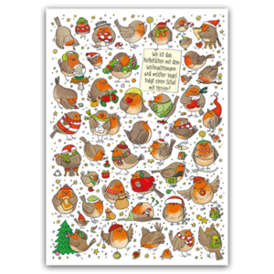 Postcard Wo Ist Das Rotkehlchen mit dem Weihnachtsmann, Charis Bartsch