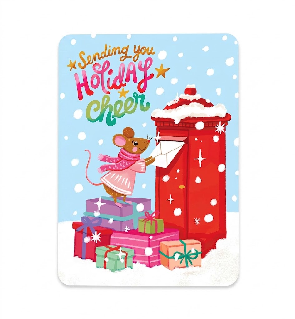 Postcard Holiday Cheer, Aniet Illustration
