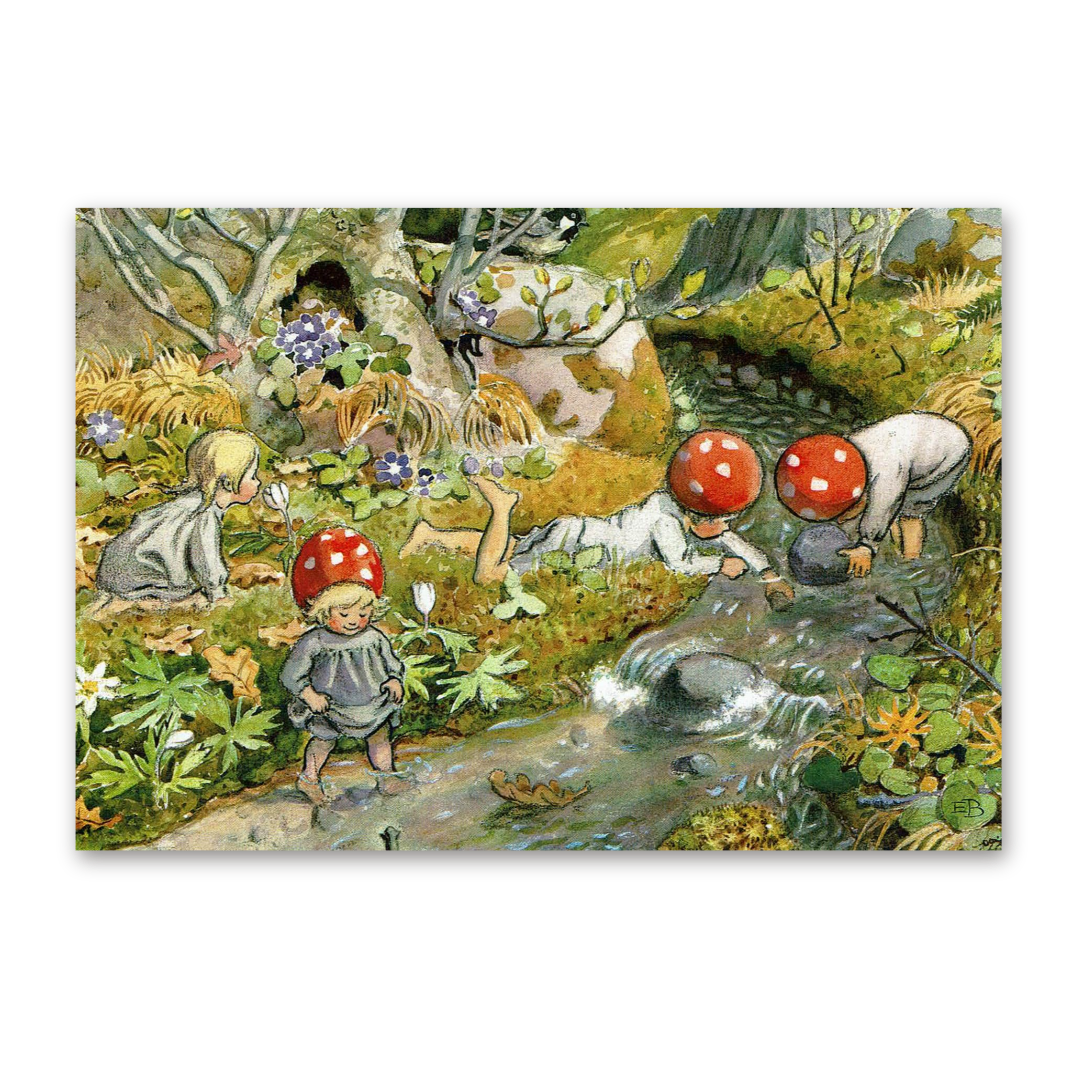 Postcard Die Wichtelkinder, Elsa Beskow