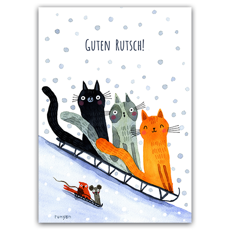 Postcard Guten Rutsch, Terry Runyan