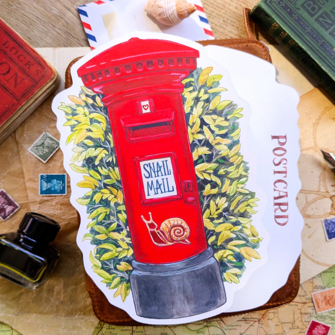 Shaped Postcard Snail Mail Postbox A5, MogCherie