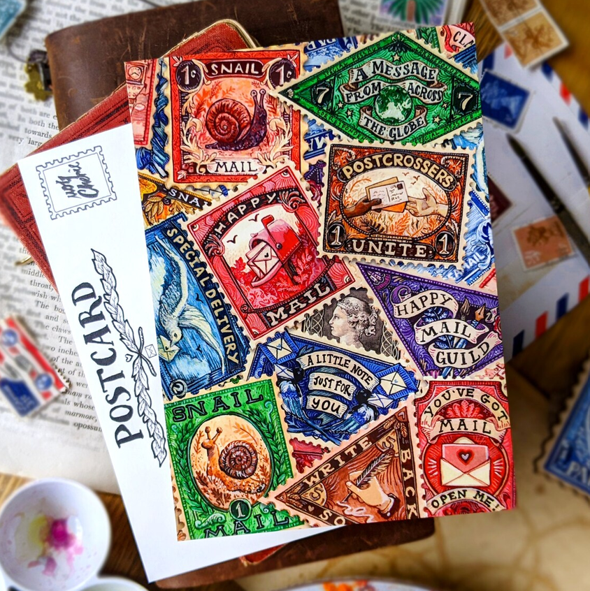 Postcard Stamp Collage, MogCherie